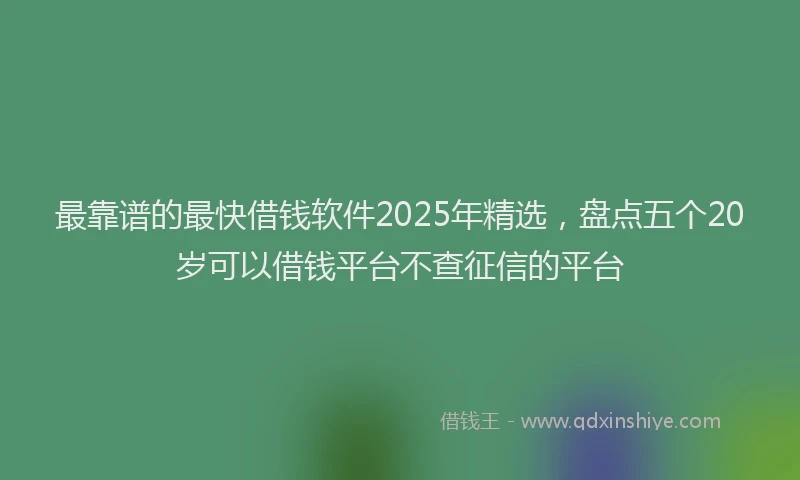 最靠谱的最快借钱软件2025年精选，盘点五个20岁可以借钱平台不查征信的平台