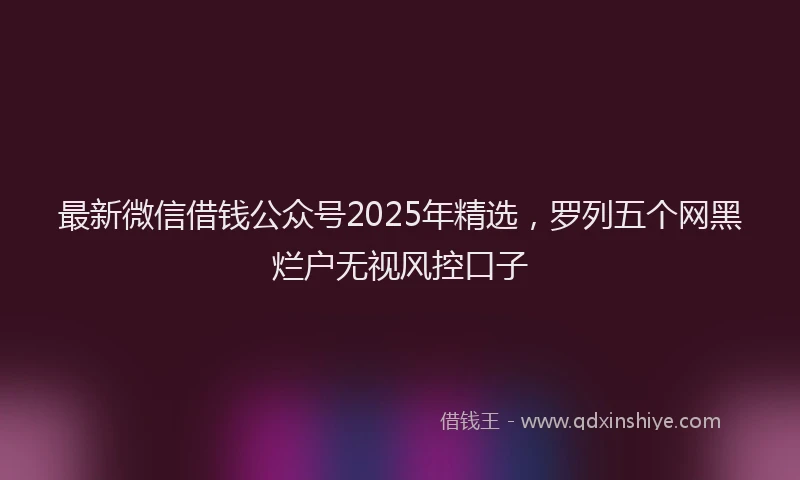 最新微信借钱公众号2025年精选，罗列五个网黑烂户无视风控口子
