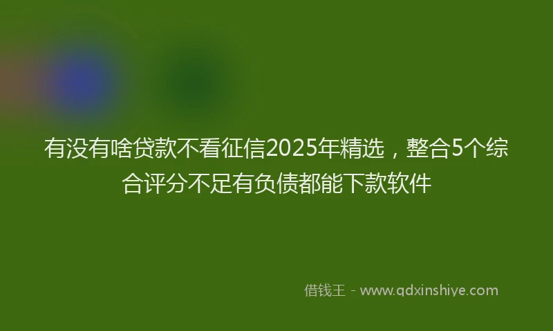 有没有啥贷款不看征信2025年精选，整合5个综合评分不足有负债都能下款软件