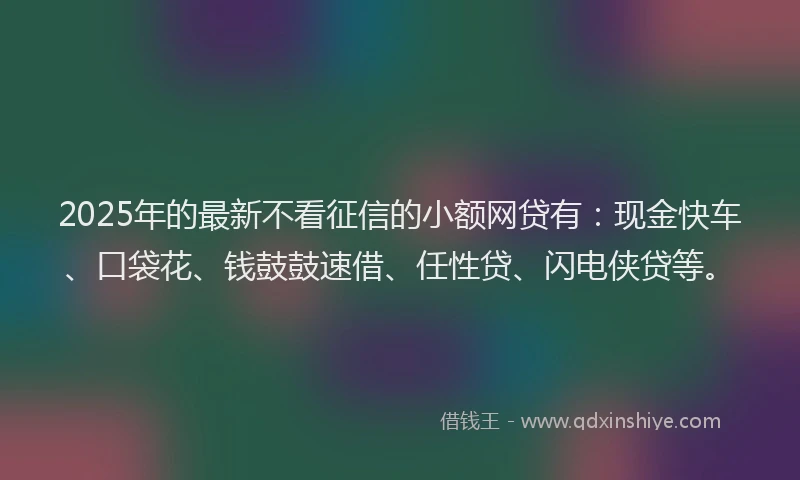 2025年的最新不看征信的小额网贷有：现金快车、口袋花、钱鼓鼓速借、任性贷、闪电侠贷等。