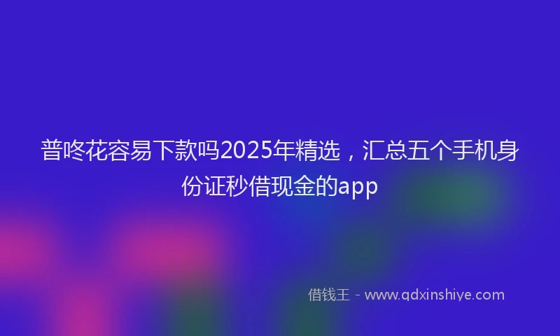 普咚花容易下款吗2025年精选，汇总五个手机身份证秒借现金的app