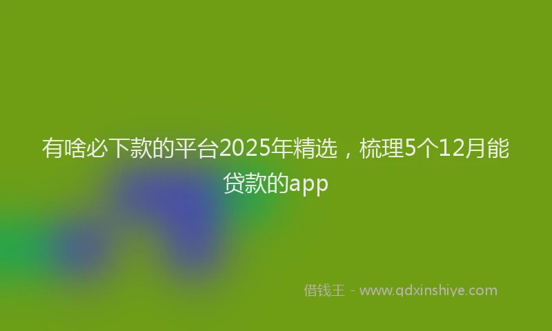 有啥必下款的平台2025年精选，梳理5个12月能贷款的app
