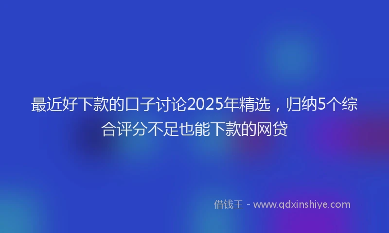 最近好下款的口子讨论2025年精选，归纳5个综合评分不足也能下款的网贷