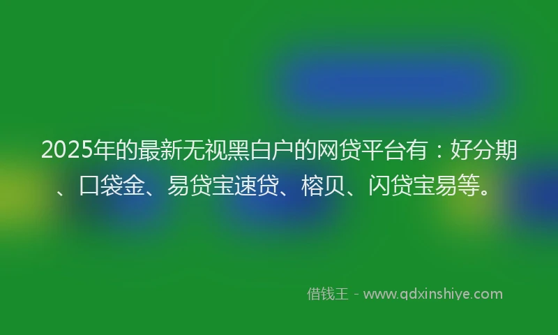 2025年的最新无视黑白户的网贷平台有：好分期、口袋金、易贷宝速贷、榕贝、闪贷宝易等。
