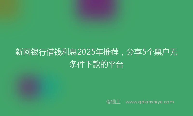 新网银行借钱利息2025年推荐，分享5个黑户无条件下款的平台
