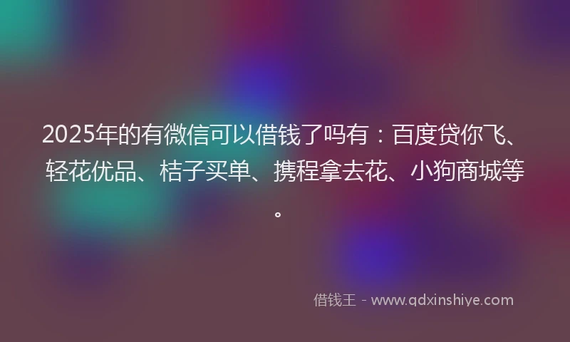2025年的有微信可以借钱了吗有：百度贷你飞、轻花优品、桔子买单、携程拿去花、小狗商城等。