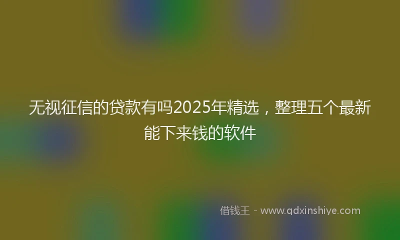 无视征信的贷款有吗2025年精选，整理五个最新能下来钱的软件