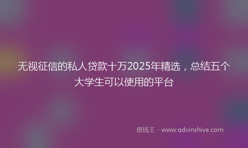 无视征信的私人贷款十万2025年精选，总结五个大学生可以使用的平台