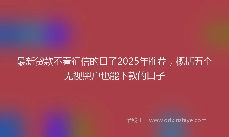 最新贷款不看征信的口子2025年推荐，概括五个无视黑户也能下款的口子