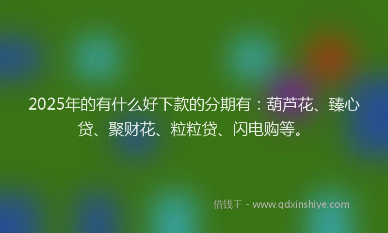 2025年的有什么好下款的分期有:葫芦花、臻心贷、聚财花、粒粒贷、闪电购等。