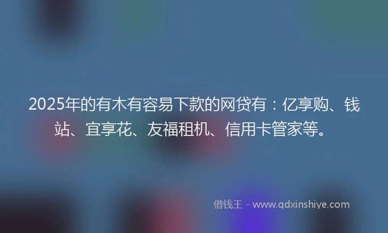 2025年的有木有容易下款的网贷有：亿享购、钱站、宜享花、友福租机、信用卡管家等。