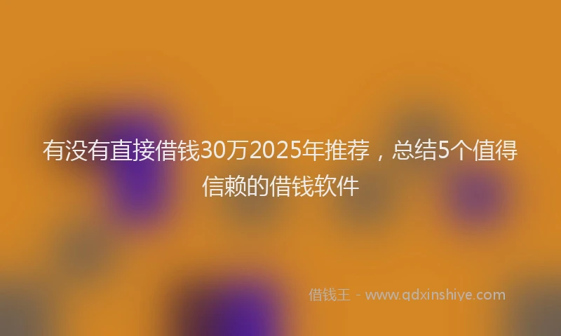 有没有直接借钱30万2025年推荐，总结5个值得信赖的借钱软件