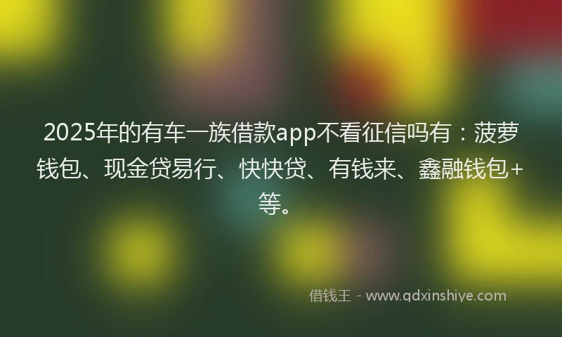 2025年的有车一族借款app不看征信吗有：菠萝钱包、现金贷易行、快快贷、有钱来、鑫融钱包+等。