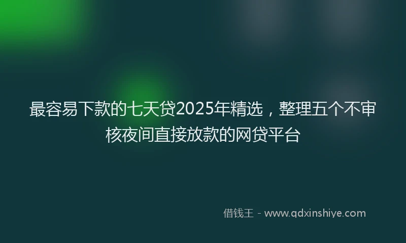 最容易下款的七天贷2025年精选，整理五个不审核夜间直接放款的网贷平台
