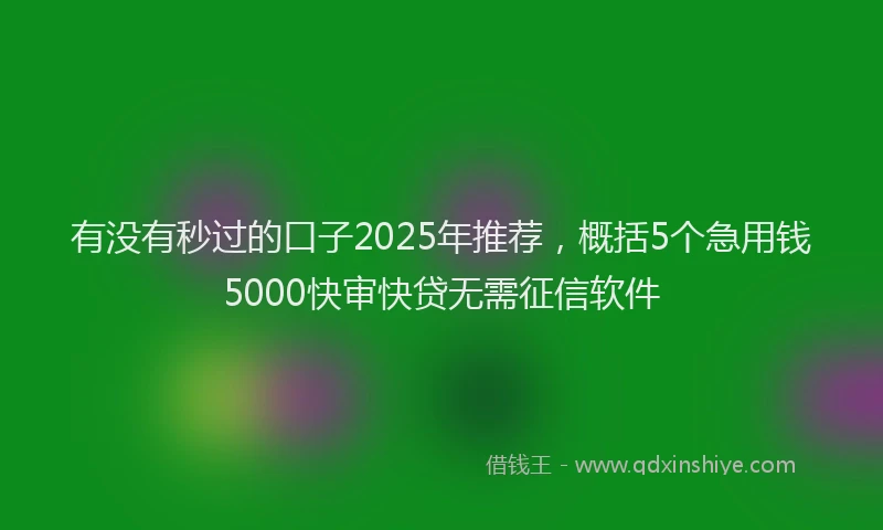 有没有秒过的口子2025年推荐，概括5个急用钱5000快审快贷无需征信软件