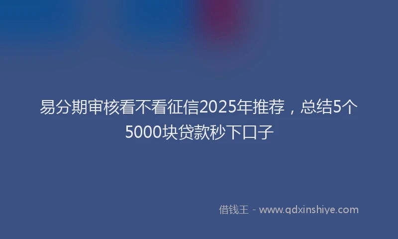 易分期审核看不看征信2025年推荐，总结5个5000块贷款秒下口子