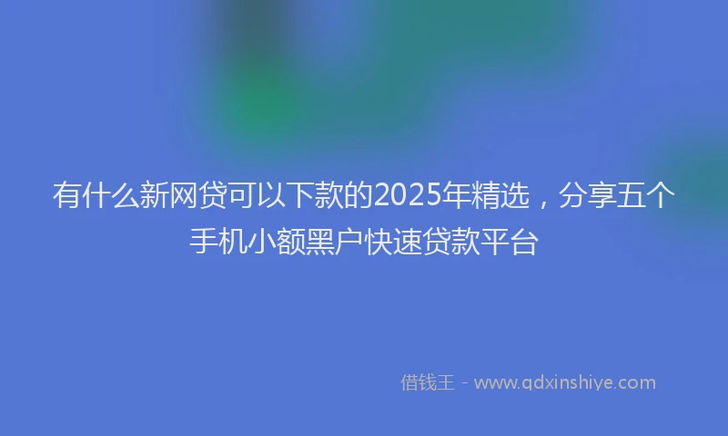 有什么新网贷可以下款的2025年精选，分享五个手机小额黑户快速贷款平台