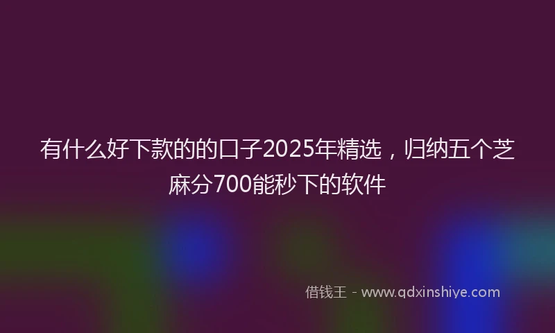 有什么好下款的的口子2025年精选，归纳五个芝麻分700能秒下的软件