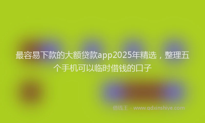 最容易下款的大额贷款app2025年精选，整理五个手机可以临时借钱的口子