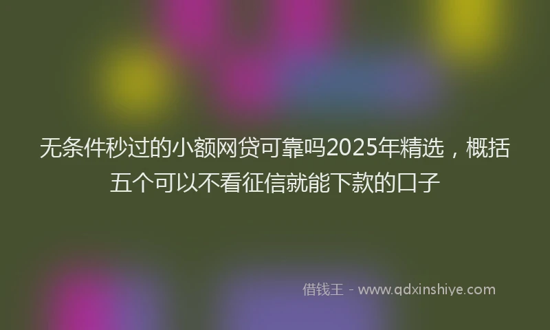 无条件秒过的小额网贷可靠吗2025年精选，概括五个可以不看征信就能下款的口子