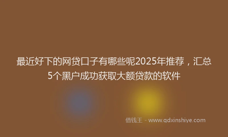 最近好下的网贷口子有哪些呢2025年推荐，汇总5个黑户成功获取大额贷款的软件