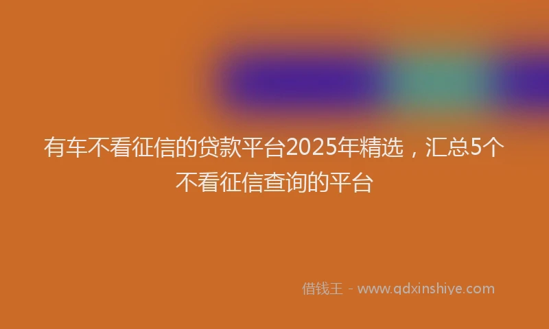 有车不看征信的贷款平台2025年精选，汇总5个不看征信查询的平台