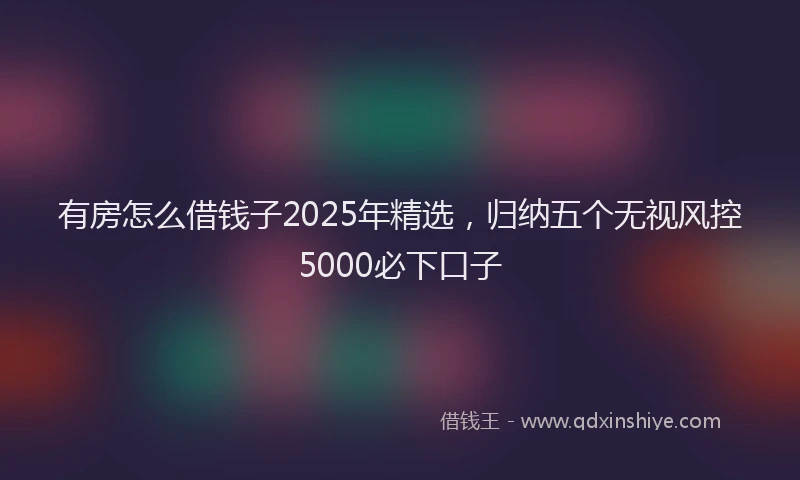 有房怎么借钱子2025年精选，归纳五个无视风控5000必下口子