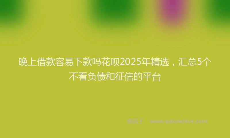 晚上借款容易下款吗花呗2025年精选，汇总5个不看负债和征信的平台