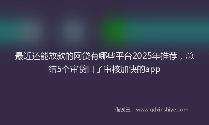 最近还能放款的网贷有哪些平台2025年推荐，总结5个审贷口子审核加快的app