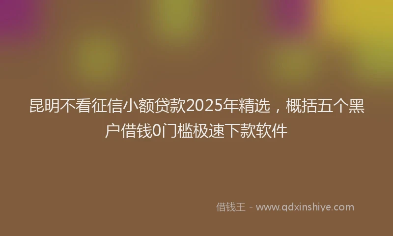 昆明不看征信小额贷款2025年精选，概括五个黑户借钱0门槛极速下款软件