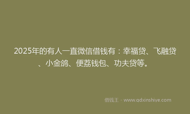 2025年的有人一直微信借钱有：幸福贷、飞融贷、小金鸽、便荔钱包、功夫贷等。