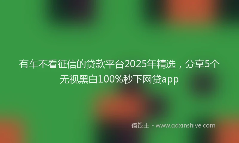 有车不看征信的贷款平台2025年精选，分享5个无视黑白100%秒下网贷app
