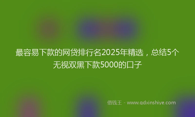 最容易下款的网贷排行名2025年精选，总结5个无视双黑下款5000的口子