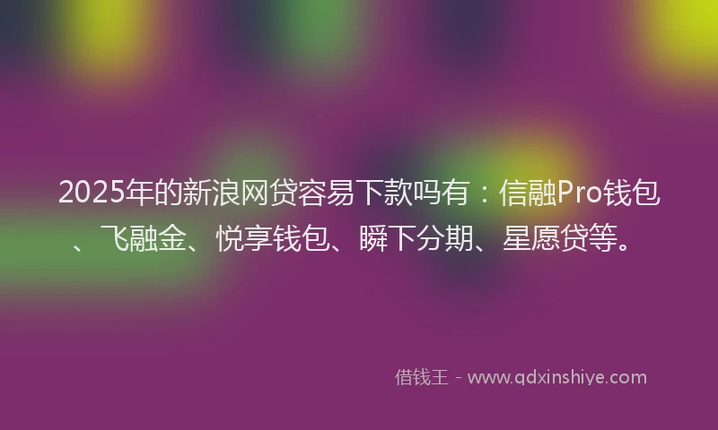 2025年的新浪网贷容易下款吗有：信融Pro钱包、飞融金、悦享钱包、瞬下分期、星愿贷等。
