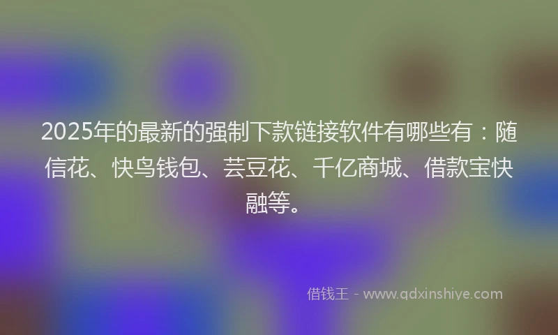 2025年的最新的强制下款链接软件有哪些有：随信花、快鸟钱包、芸豆花、千亿商城、借款宝快融等。