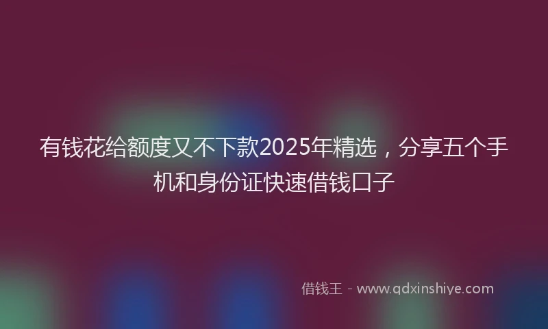有钱花给额度又不下款2025年精选，分享五个手机和身份证快速借钱口子