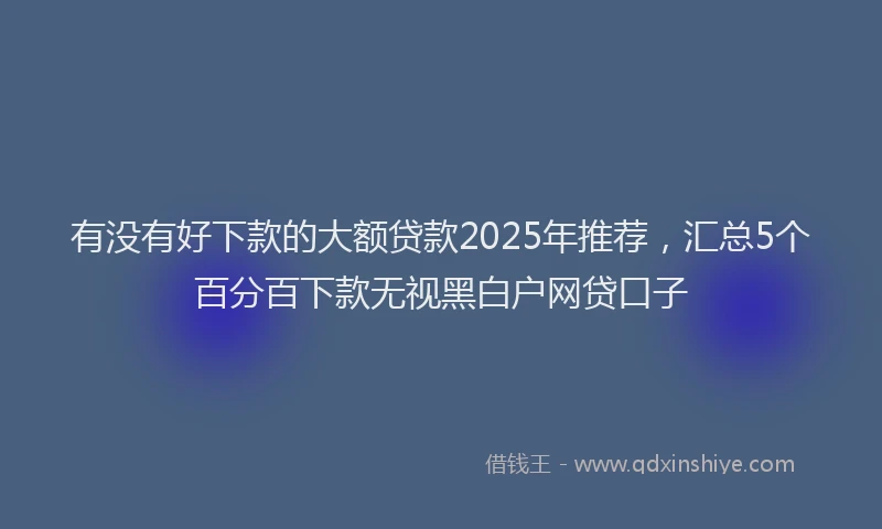 有没有好下款的大额贷款2025年推荐，汇总5个百分百下款无视黑白户网贷口子