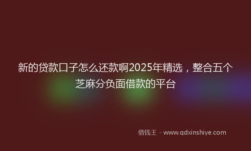 新的贷款口子怎么还款啊2025年精选，整合五个芝麻分负面借款的平台