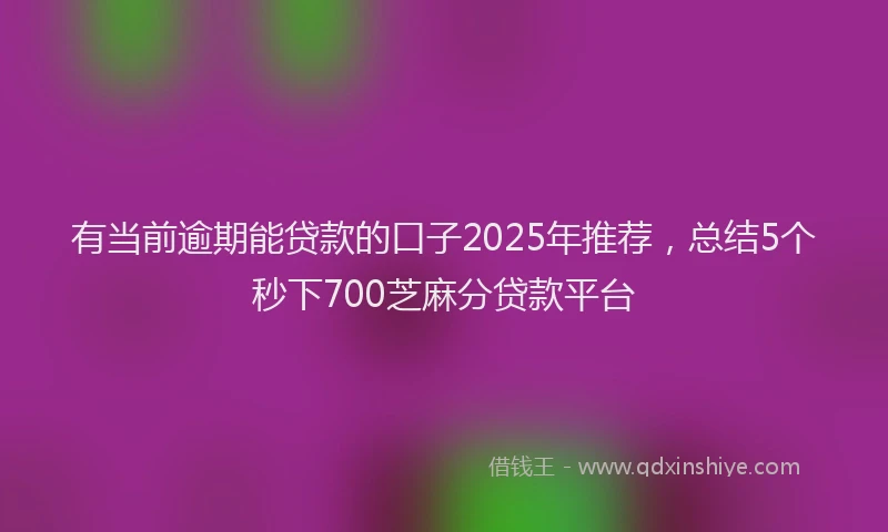 有当前逾期能贷款的口子2025年推荐，总结5个秒下700芝麻分贷款平台