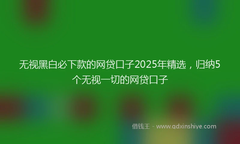 无视黑白必下款的网贷口子2025年精选，归纳5个无视一切的网贷口子