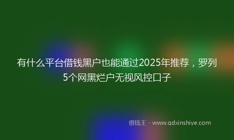 有什么平台借钱黑户也能通过2025年推荐，罗列5个网黑烂户无视风控口子