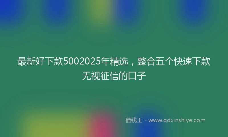 最新好下款5002025年精选，整合五个快速下款无视征信的口子