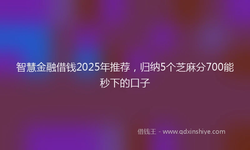 智慧金融借钱2025年推荐，归纳5个芝麻分700能秒下的口子