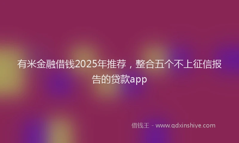 有米金融借钱2025年推荐，整合五个不上征信报告的贷款app