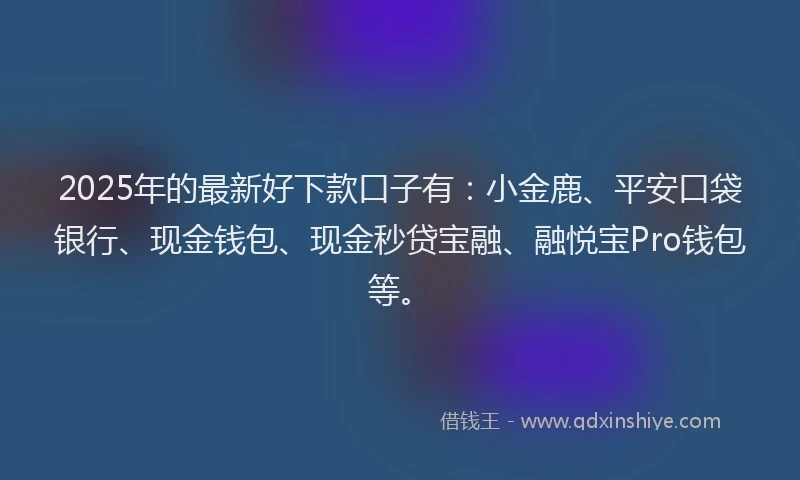 2025年的最新好下款口子有：小金鹿、平安口袋银行、现金钱包、现金秒贷宝融、融悦宝Pro钱包等。