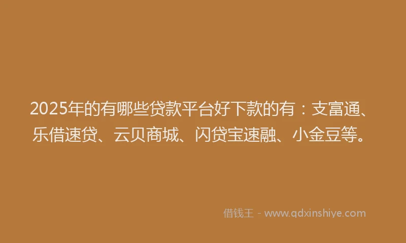 2025年的有哪些贷款平台好下款的有：支富通、乐借速贷、云贝商城、闪贷宝速融、小金豆等。