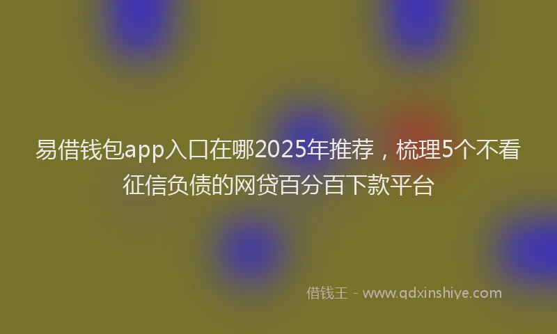 易借钱包app入口在哪2025年推荐，梳理5个不看征信负债的网贷百分百下款平台