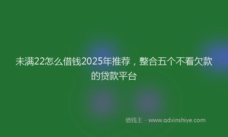 未满22怎么借钱2025年推荐，整合五个不看欠款的贷款平台