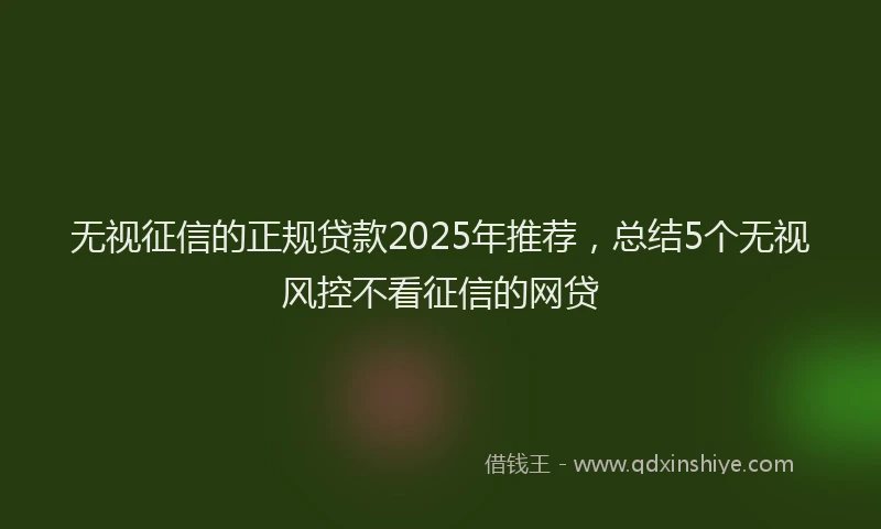 无视征信的正规贷款2025年推荐，总结5个无视风控不看征信的网贷