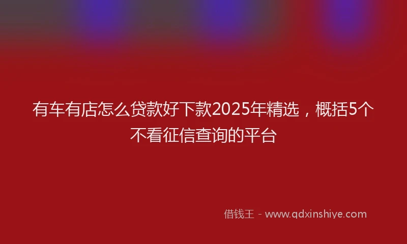 有车有店怎么贷款好下款2025年精选，概括5个不看征信查询的平台